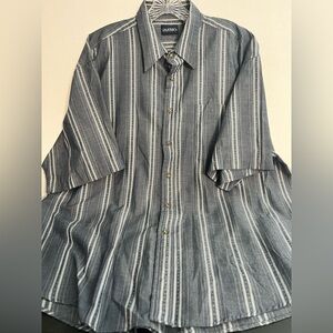 Puriton Men's Gray Striped Button Down Shirt